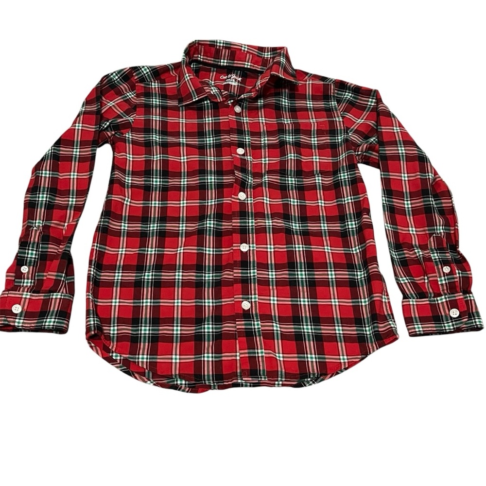 Cat & Jack size M 8/10 boys long sleeve plaid button down shirt